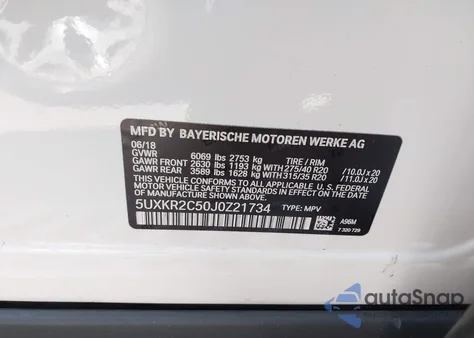 2018 BMW X5 Sdrive35I z USA, uszkodzony, nr VIN 5UXKR2C50J0Z21734